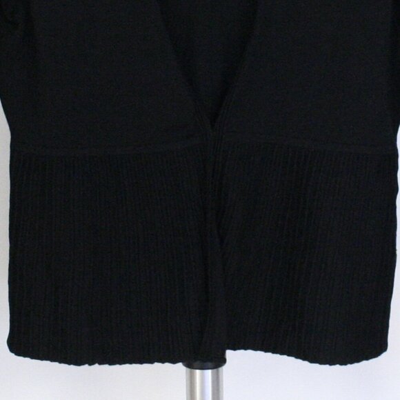 Boss Hugo Boss Fily Black Wool Blend‎ Deep V-Neck Ribbed Peplum Cardigan Sz L - Picture 4 of 13